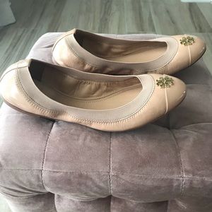 Tory Burch nude patent leather flats
